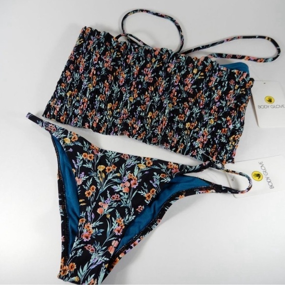 NWT Body Glove bikini, lined elastic bandeau, fixed string brasilia bottom, sz M - Picture 6 of 10